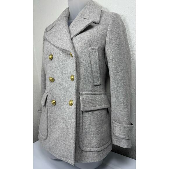 J Crew Sz 4P Majesty Peacoat Wool Blend Stadium Cloth Nello Gori Coat Gray - Picture 3 of 14